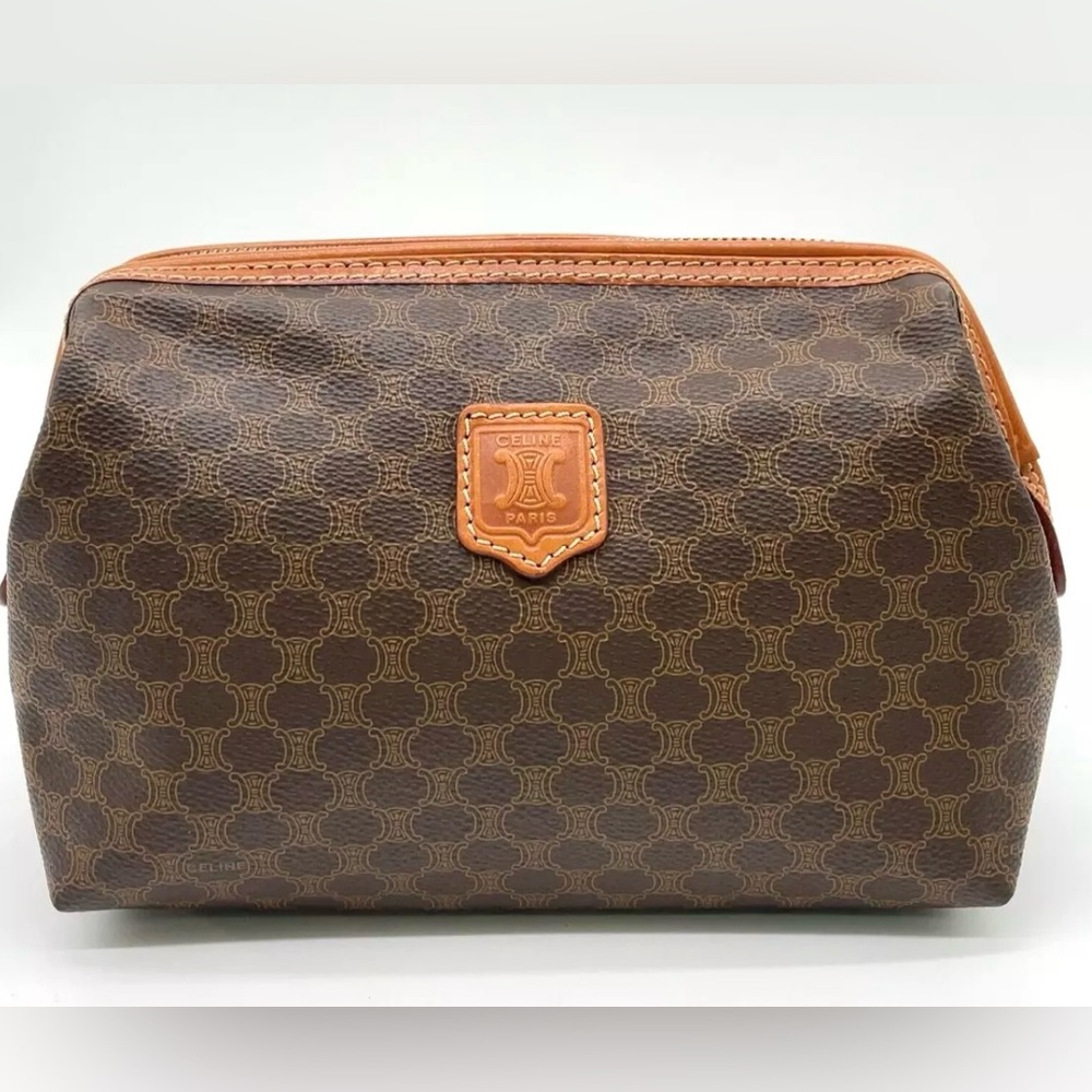 ‼️SOLD‼️Authentic Celine Macadam PVC Leather  Brown Clutch Bag